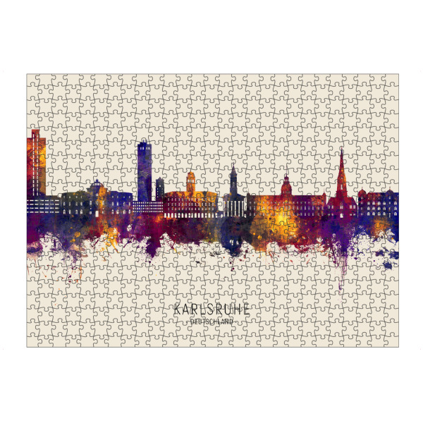 Puzzle Ravensburger "Karlsruhe Skyline Autumn Name" artboxONE - Städte