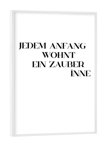 Poster mit weißem Rahmen "EIN ZAUBER" artboxONE - Typografie,Schwarzweiß
