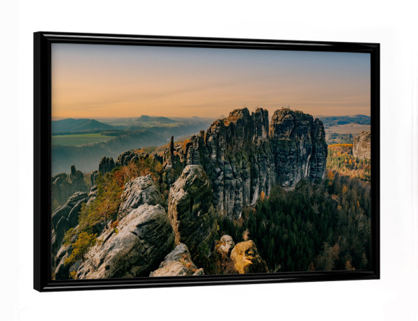 Poster mit schwarzem Rahmen "Schrammsteine, Sächsische Schweiz" artboxONE - Natur,Reise