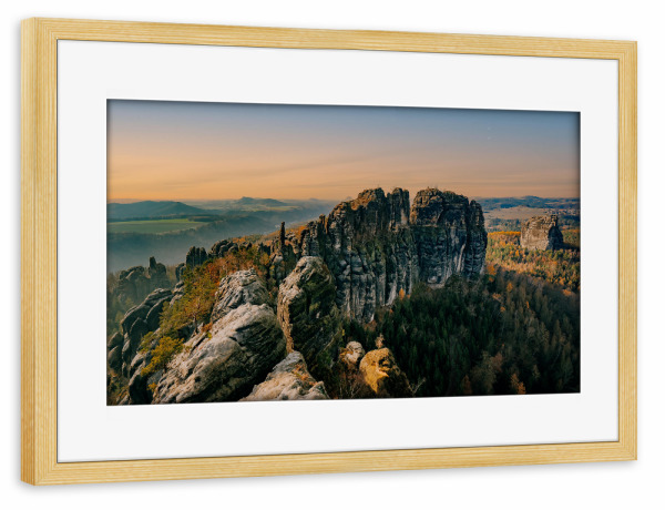 Poster mit Rahmen kiefer "Schrammsteine, Sächsische Schweiz" artboxONE - Natur,Reise