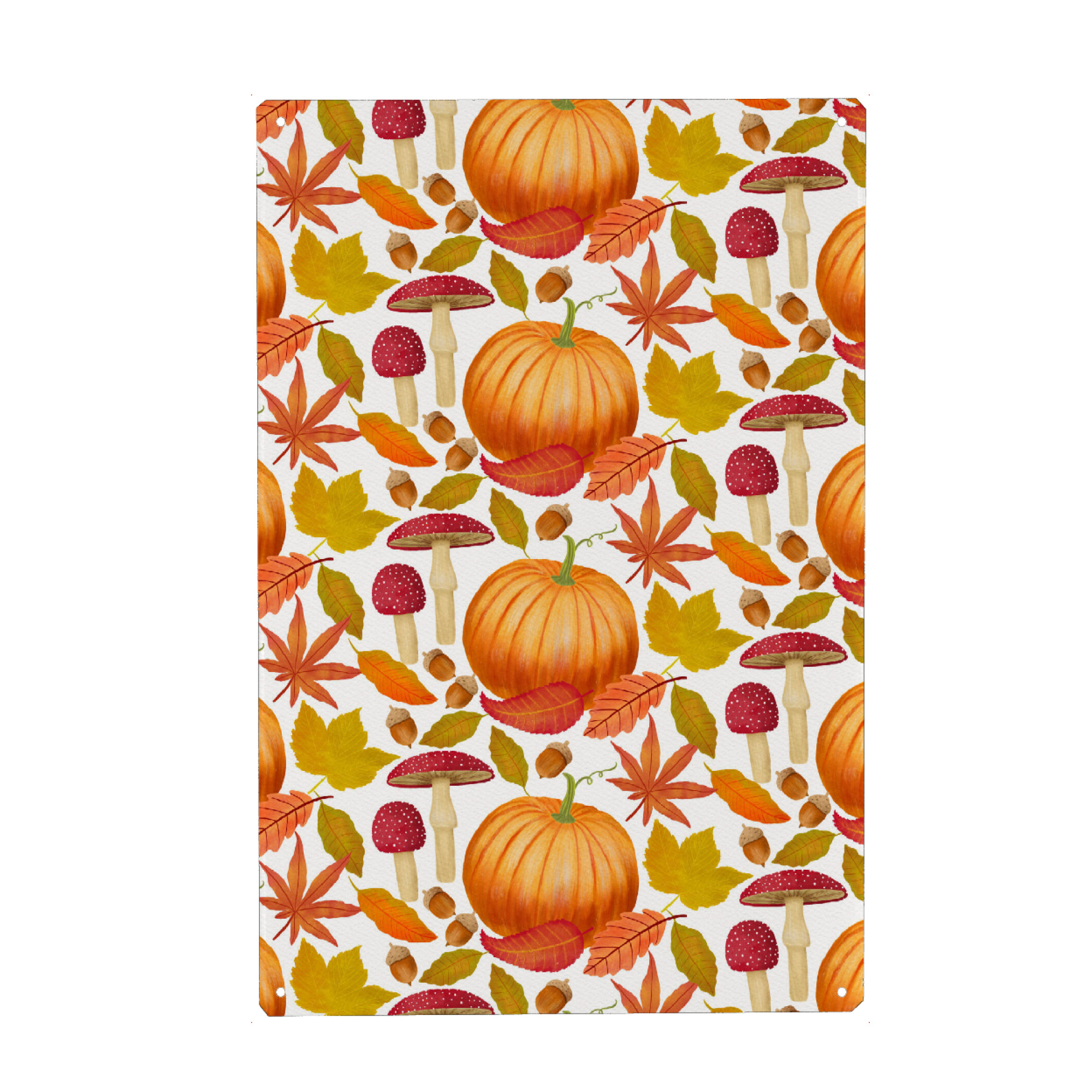 Metall Poster "Kürbis-Herbstblätter-Muster" artboxONE - Natur,Floral