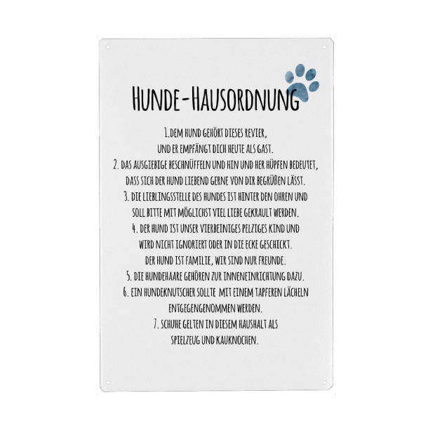 Metall Poster "Hunde Hausordnung" artboxONE - Typografie,Für Mama,Für Papa,Lustig