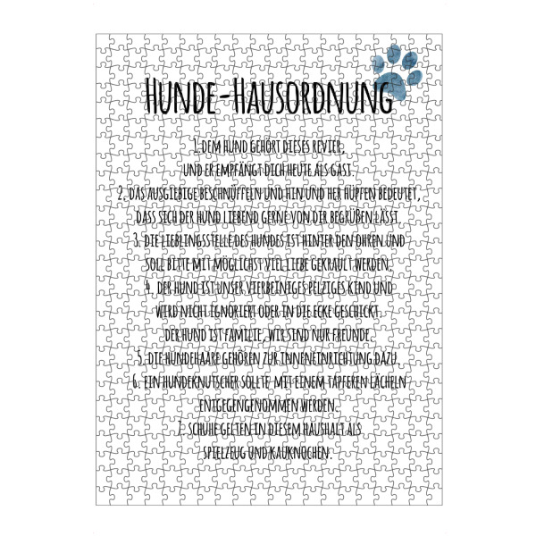 artboxONE Puzzle "Hunde Hausordnung" artboxONE - Typografie,Für Mama,Für Papa,Lustig