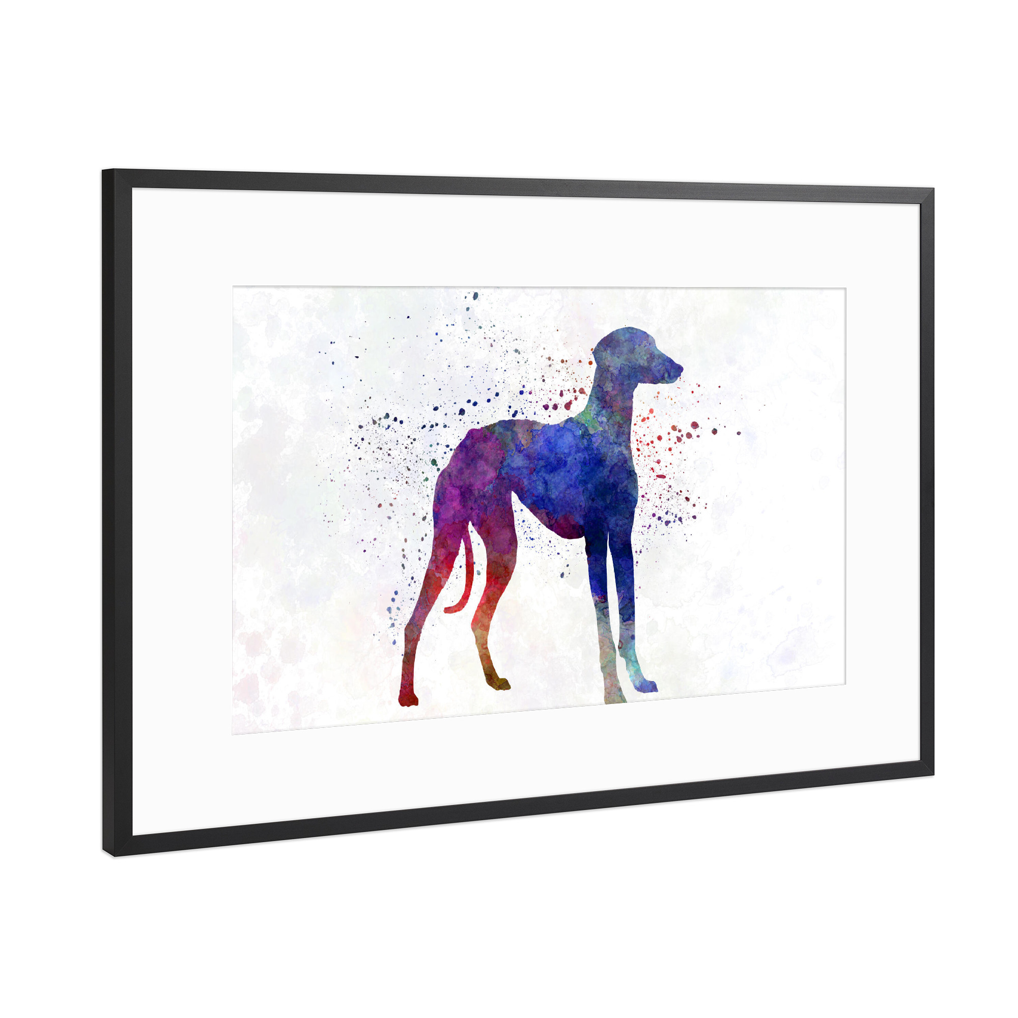 Poster mit Rahmen Schwarz (Metallic) "Arabian Greyhound in watercolor" artboxONE - Tiere,Abstrakt