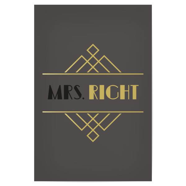 Poster "MRS. RIGHT Golden 20s Grey" artboxONE - Typografie,Menschen,Geometrie,Liebe