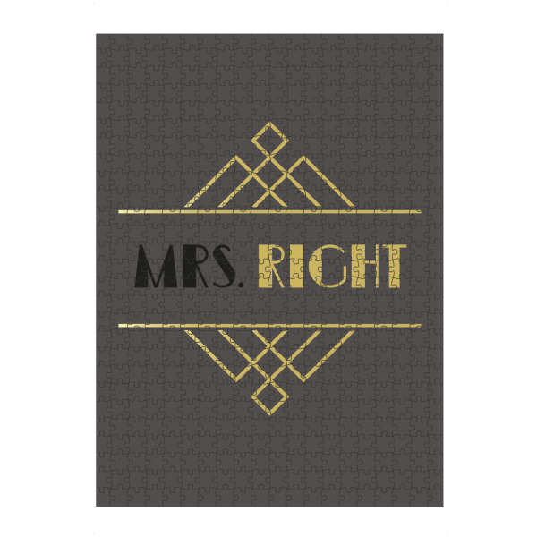 artboxONE Puzzle "MRS. RIGHT Golden 20s Grey" artboxONE - Typografie,Menschen,Geometrie,Liebe