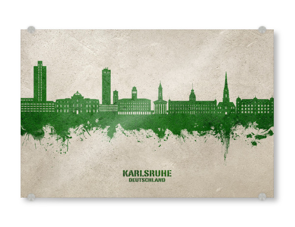 Acrylglasbild "Karlsruhe Skyline PaintGreen" artboxONE - Städte
