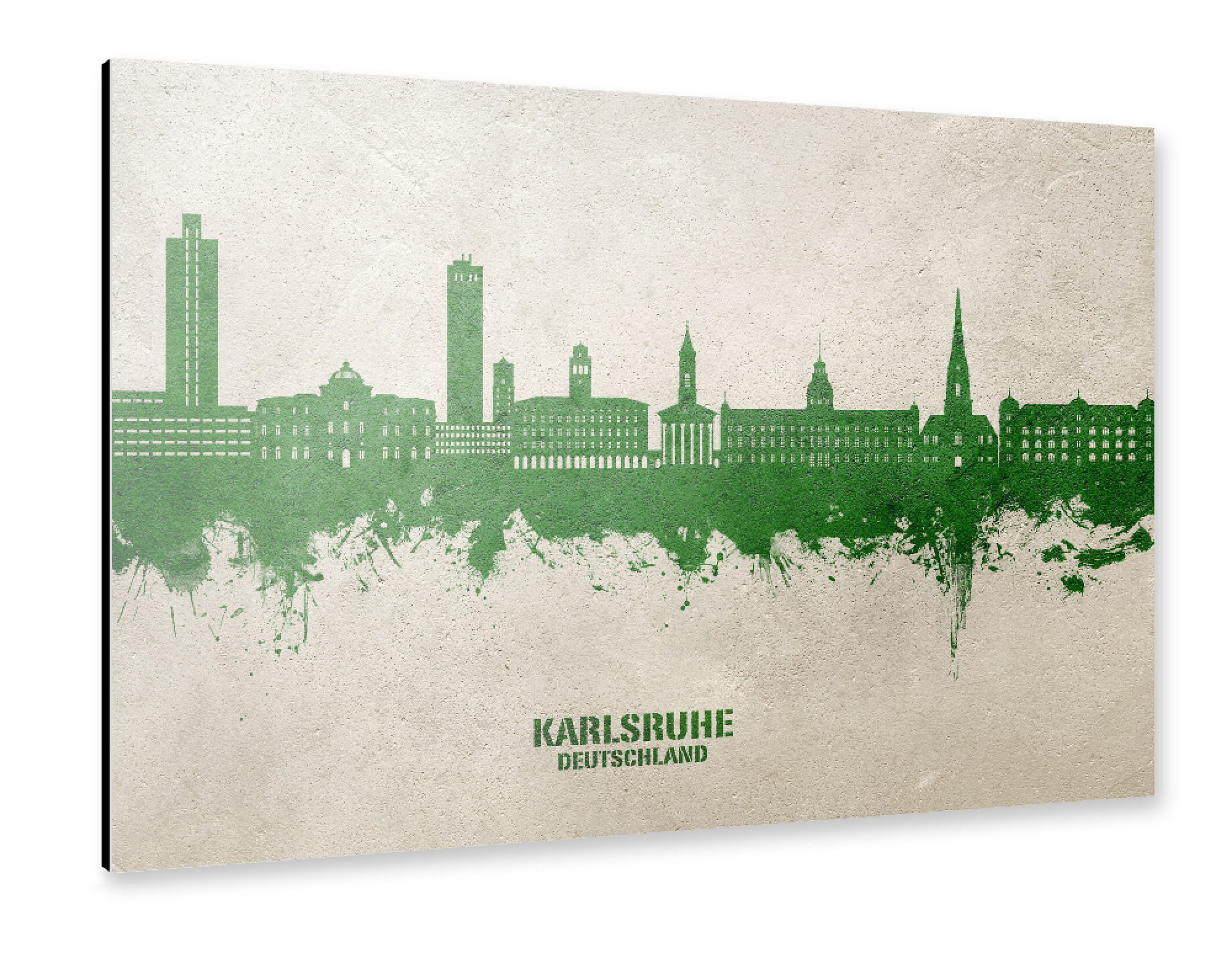 Alu-Dibond "Karlsruhe Skyline PaintGreen" 30x20 cm artboxONE