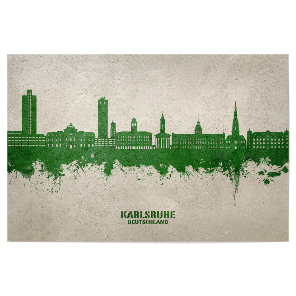 Poster "Karlsruhe Skyline PaintGreen" artboxONE - Städte - Karlsruhe,Deutschland,Skyline,Cityscape,Stadtbild,Watercolor,Painting,City,Stadt,Germany