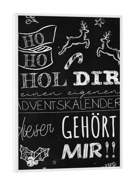 Poster mit weißem Rahmen "Adventskalender Typo" artboxONE - Typografie,Schwarzweiß,Lustig