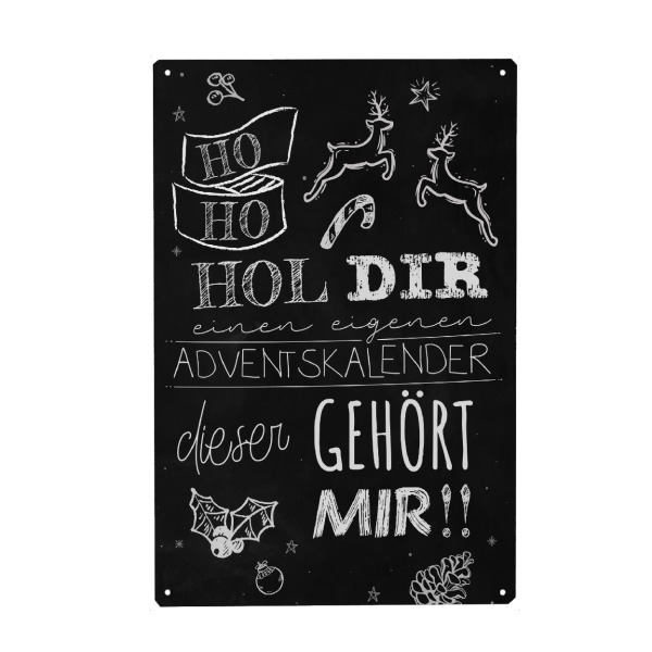Metall Poster "Adventskalender Typo" artboxONE - Typografie,Schwarzweiß,Lustig