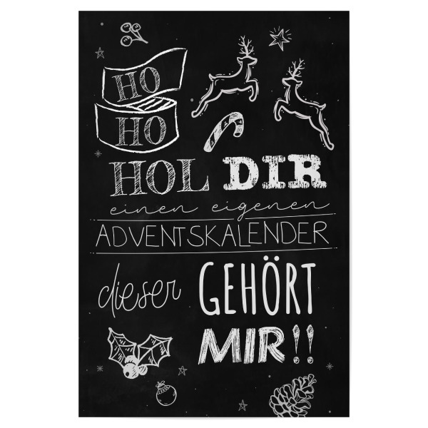Poster 30x20 cm "Adventskalender Typo" artboxONE - Typografie,Schwarzweiß,Lustig