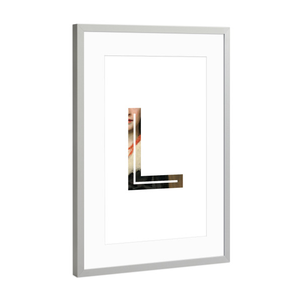 Poster mit Rahmen Silber "IMPRESS-LETTER L" artboxONE - Typografie,Fashion,Buchstaben,Buchstaben / L