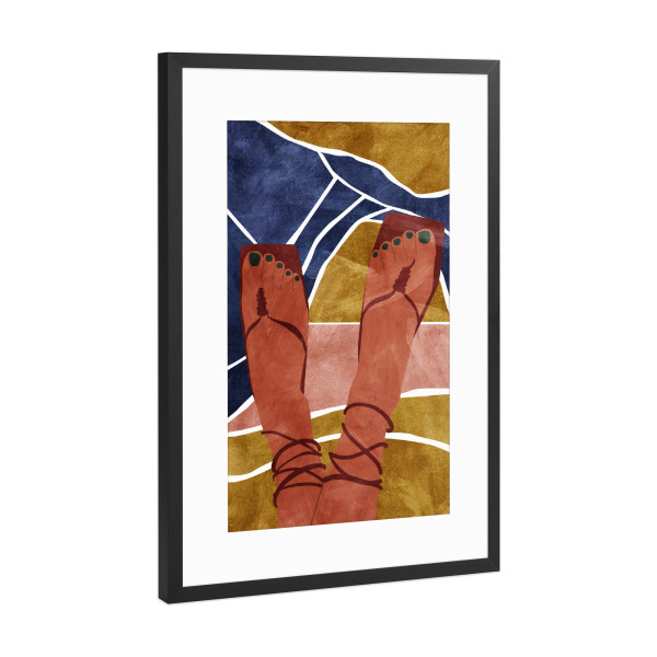 Poster mit Rahmen Schwarz (Metallic) "Abstract beach and woman" artboxONE - Natur,Abstrakt,Menschen