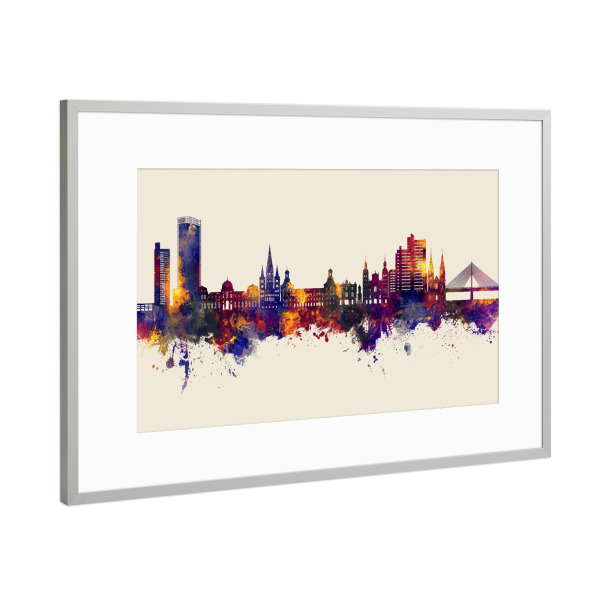 Poster mit Rahmen Silber "Bonn Germany Skyline Autumn" artboxONE - Städte