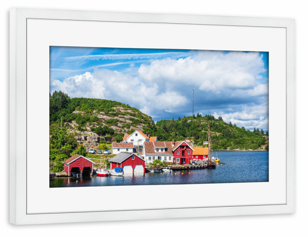 Poster mit Rahmen weiß "Häuser und Bootshäuser" artboxONE - Natur,Reise,Architektur,Reise / Strand und Meer,Reise / Länder