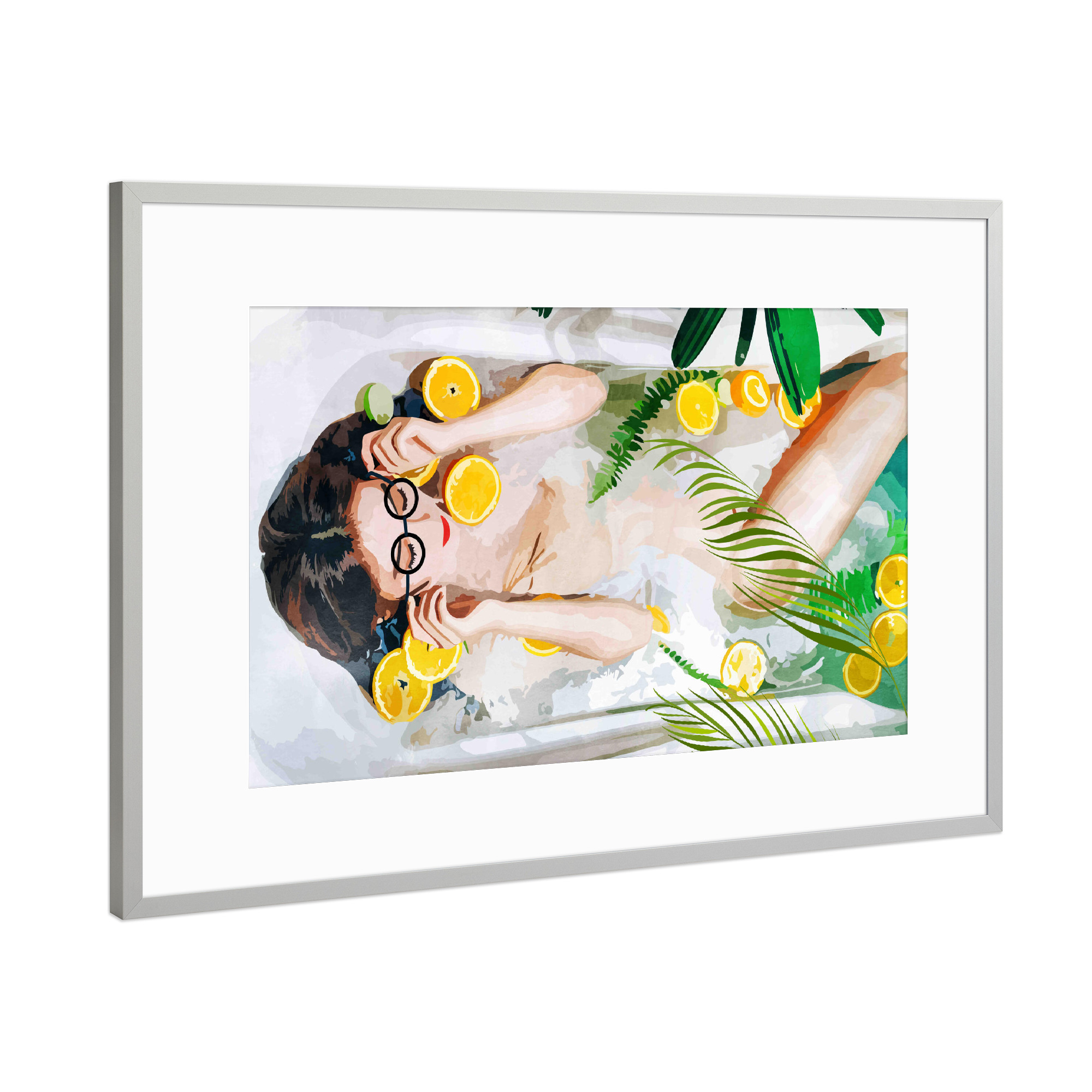 Poster mit Rahmen Silber "When All Else Fails, Take a Bath" artboxONE - Menschen