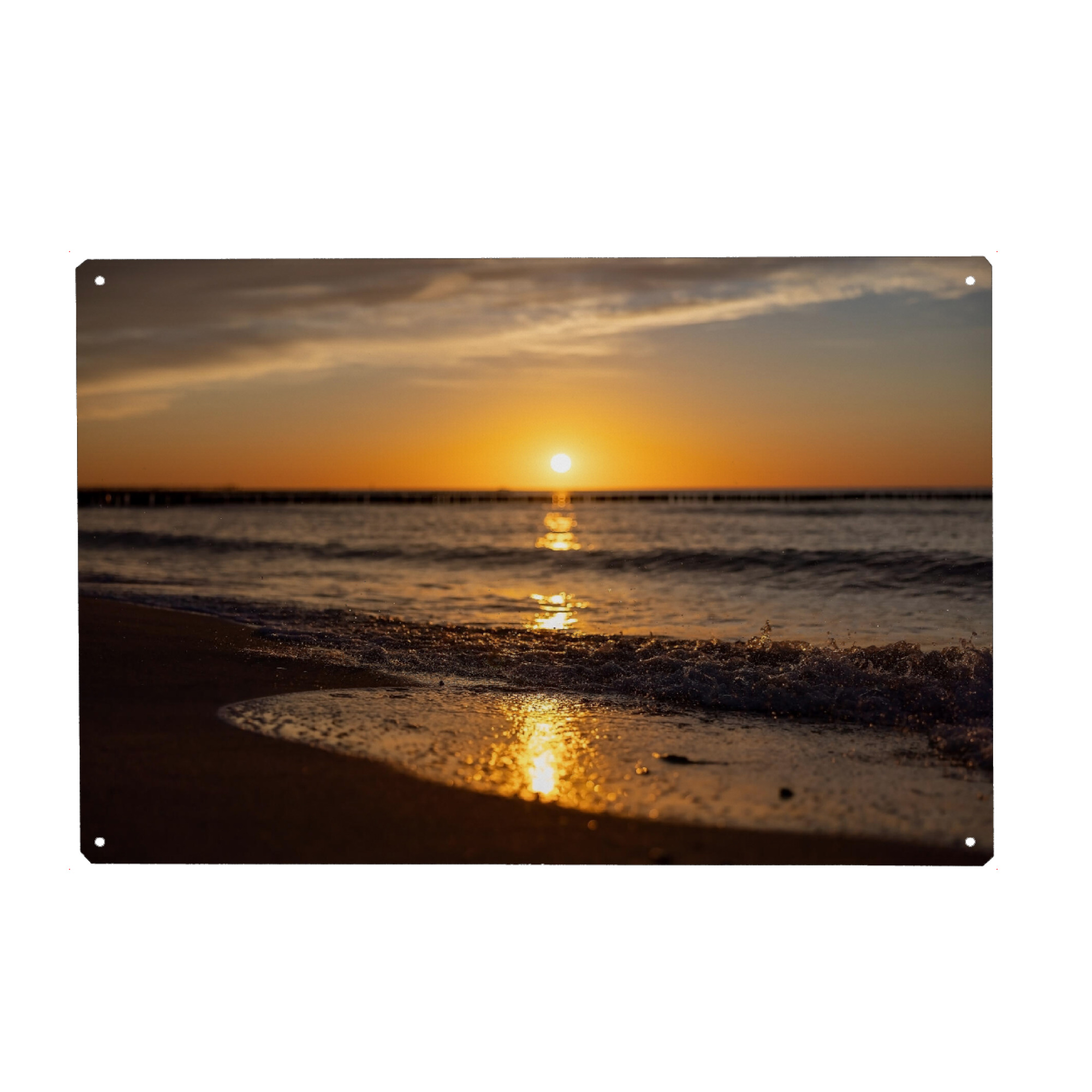 Metall Poster "Wellen am Meer bei Sonnenuntergang" artboxONE - Natur,Reise / Strand und Meer