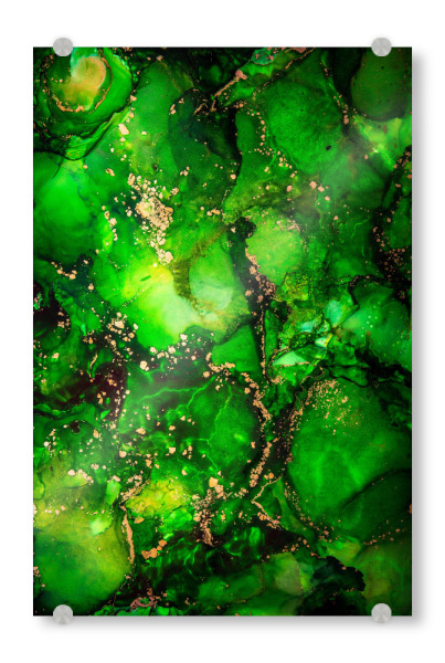 Acrylglasbild "Grünes Wasser" artboxONE - Abstrakt - Malerei,Tinte,Abstrakt,Modern,Hintergrund,Texturen,Textur,Farbe,Isopropanol,Alkoholtinte,Figuren