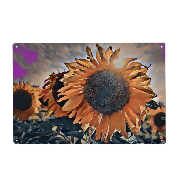 Metall Poster "Sonnenblume im Gegenlicht" artboxONE - Natur,Abstrakt