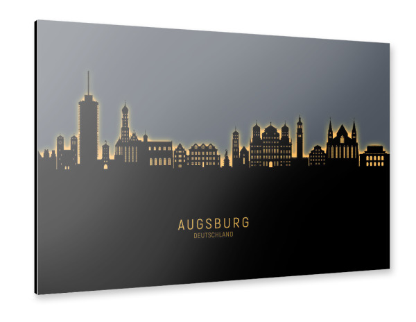 Alu-Dibond "Augsburg Skyline Glow Orange" 30x20 cm artboxONE