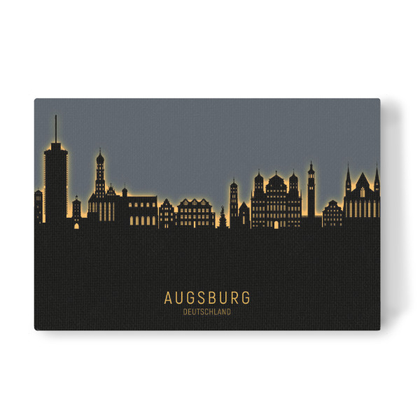 Leinwandbild "Augsburg Skyline Glow Orange" artboxONE - Städte
