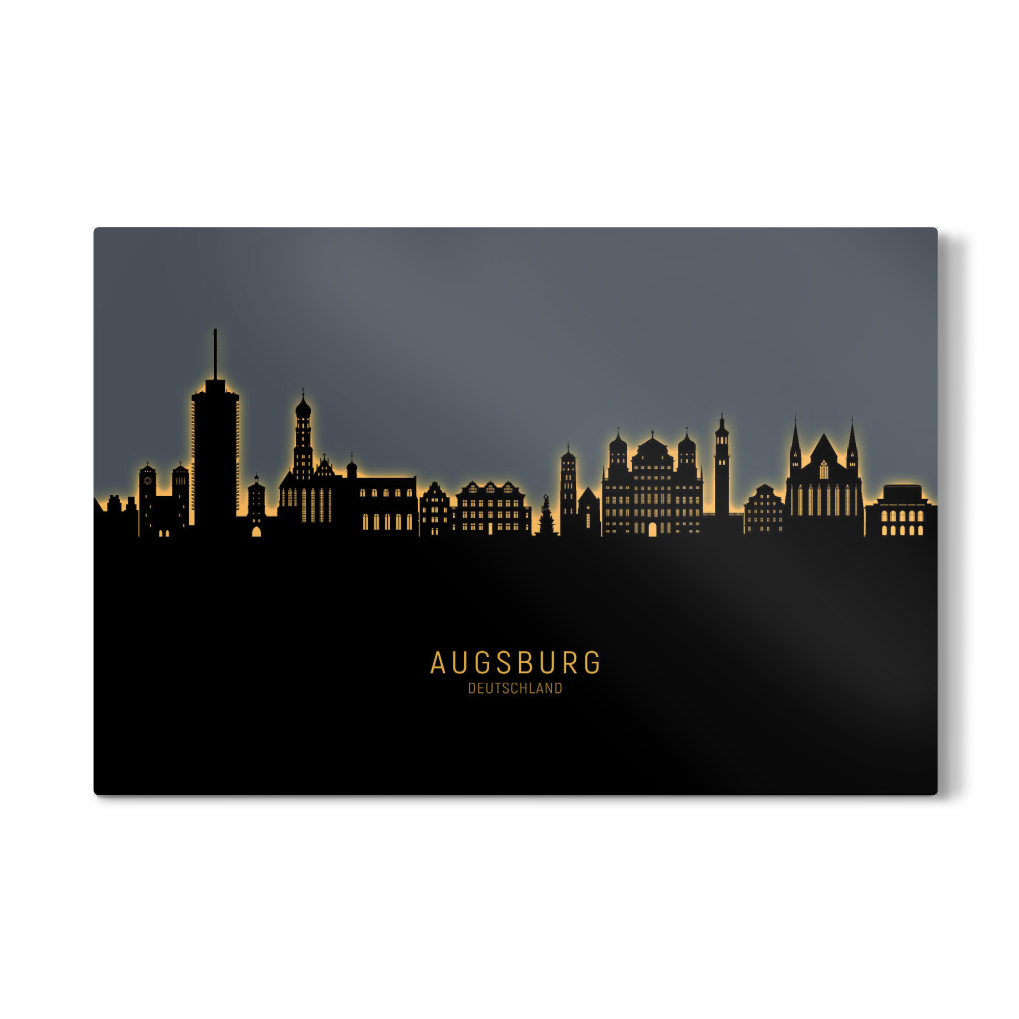 Galerie-Print "Augsburg Skyline Glow Orange" 30x20 cm artboxONE