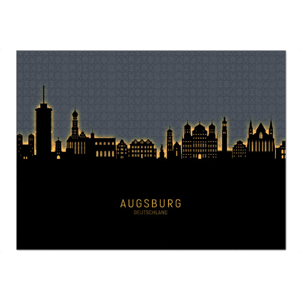 Puzzle Ravensburger "Augsburg Skyline Glow Orange" artboxONE - Städte