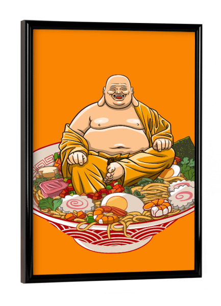 Poster mit schwarzem Rahmen "Fat monk on ramen" artboxONE - Städte / Tokio