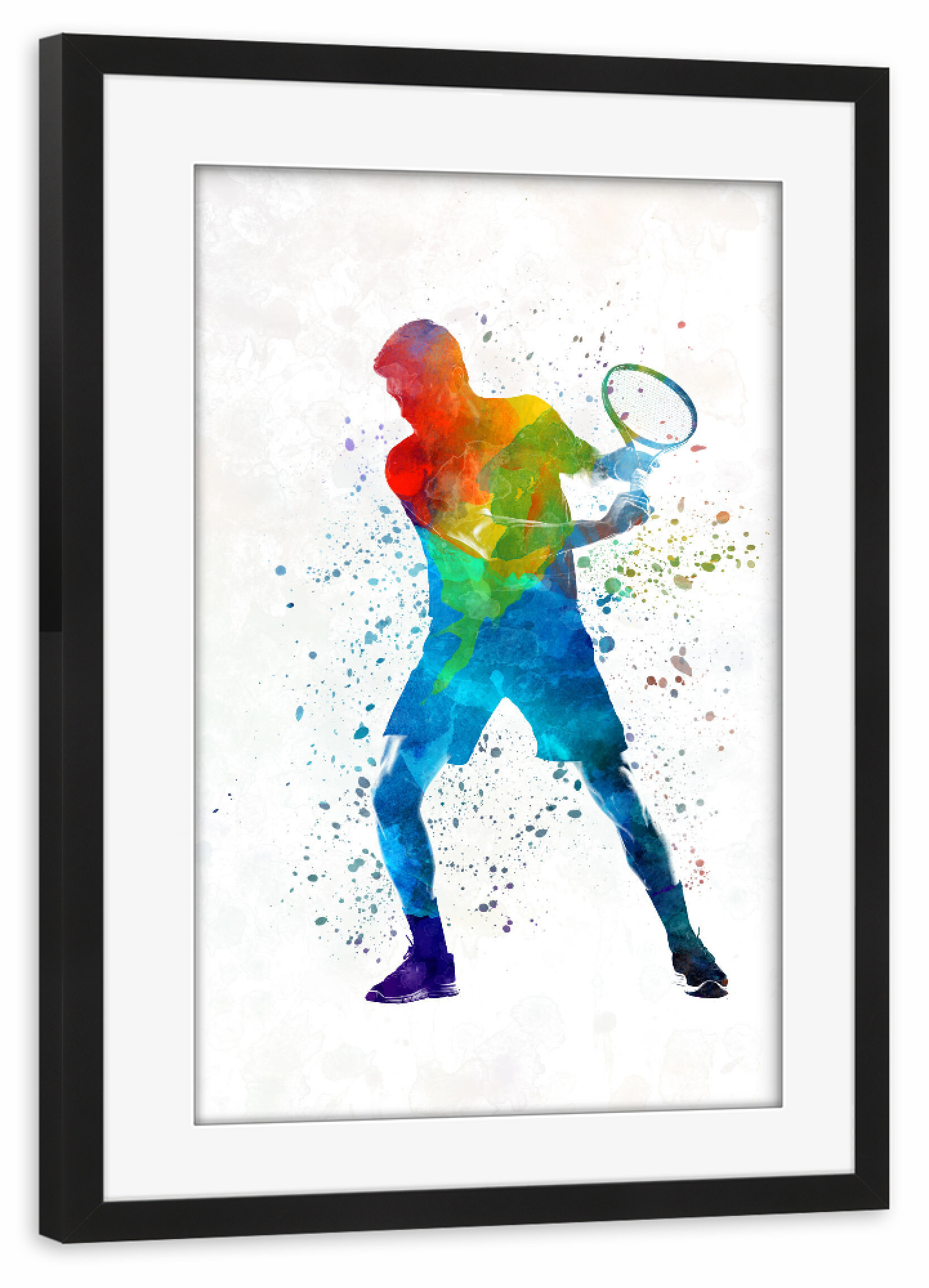 Poster mit Rahmen schwarz "Tennis player in watercolor-b" artboxONE - Sport