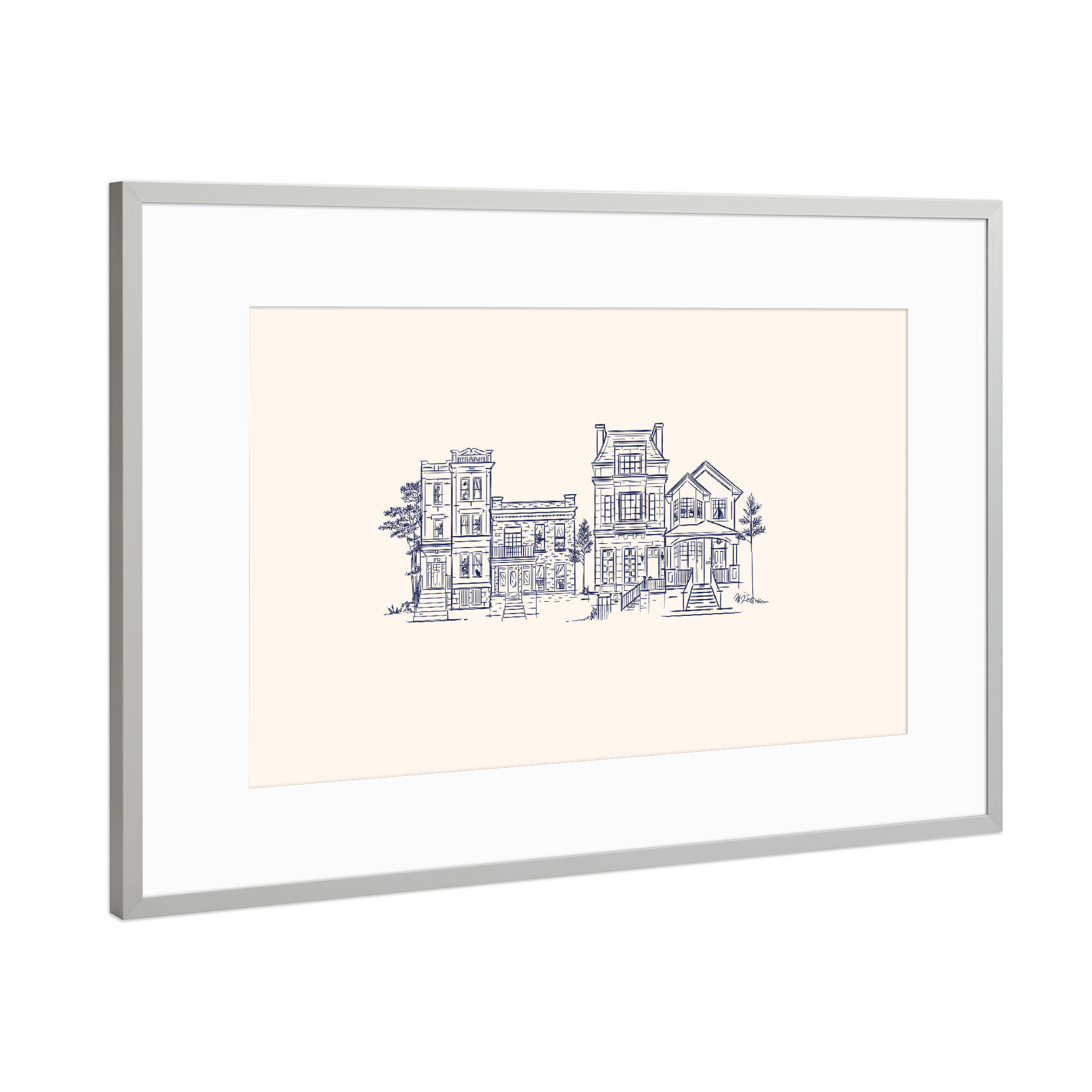 Poster mit Rahmen Silber "House victorian beige" artboxONE - Städte,Architektur
