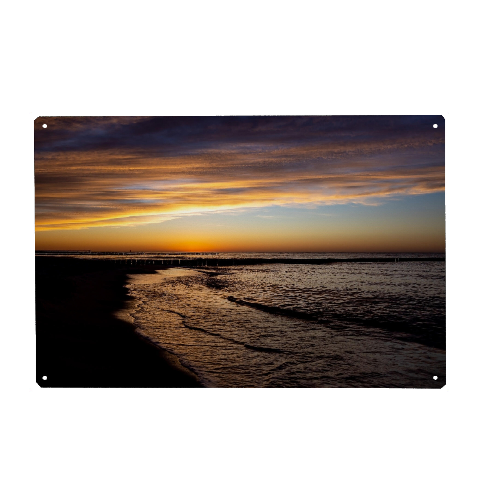 Metall Poster "Zur Goldenen Stunde am Meer" artboxONE - Natur,Reise,Reise / Strand und Meer
