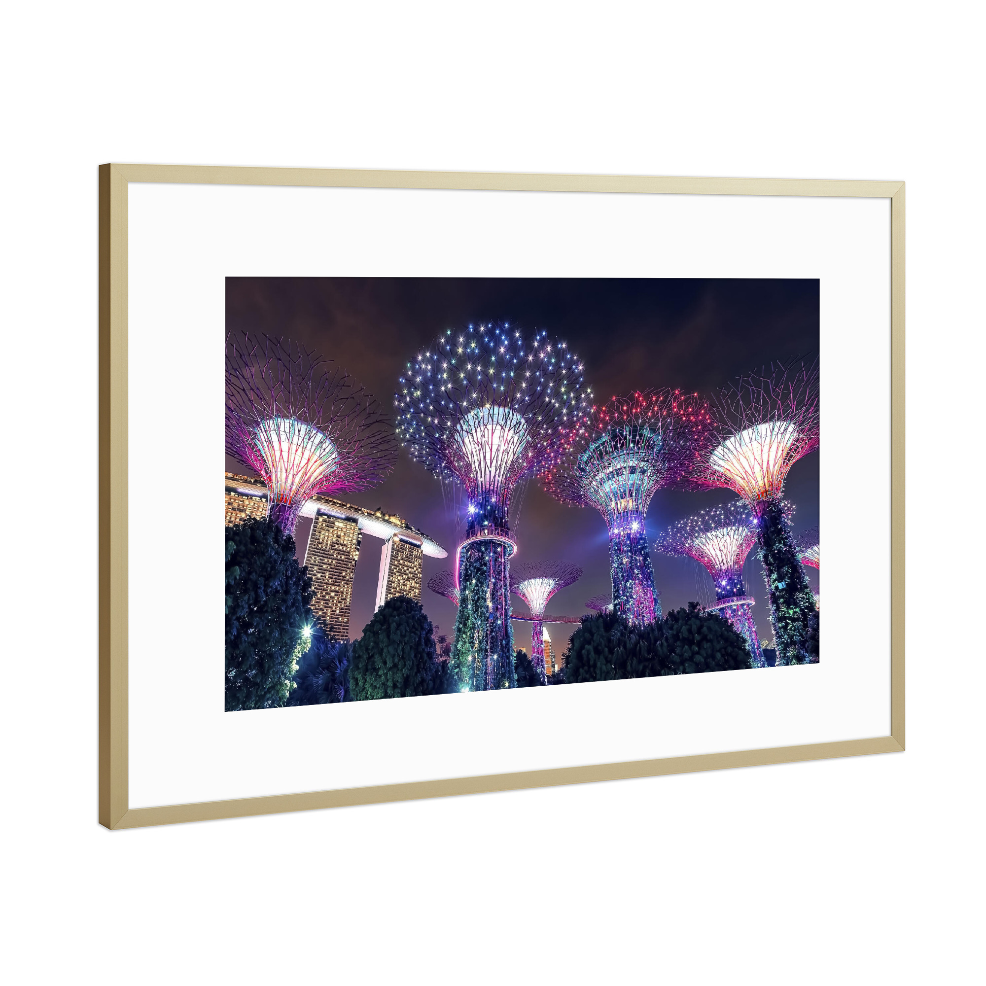 Poster mit Rahmen Gold "Gardens By The Bay" artboxONE - Städte,Reise,Architektur,Reise / Asien,Städte / Singapur