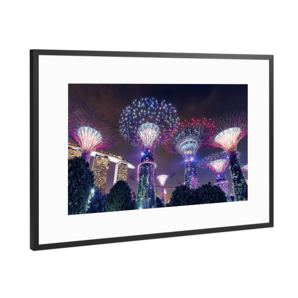 Poster mit Rahmen Schwarz (Metallic) "Gardens By The Bay" artboxONE - Städte,Reise,Architektur,Reise / Asien,Städte / Singapur