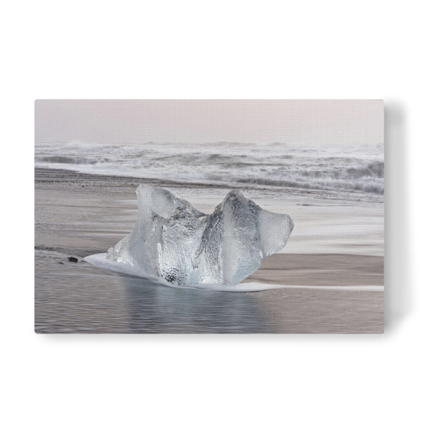 Leinwandbild "Eisblock am Lavastrand" artboxONE - Natur,Reise,Reise / Strand und Meer