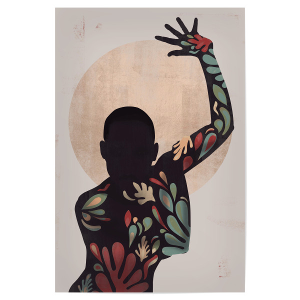 Poster "Woman Color Moon" artboxONE - Abstrakt,Menschen - Gold,Golden,Plant,Leaf,Woman,Women,Abstract,Abstrakt,Blätter,Female,Frau,Girl