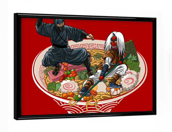 Poster mit schwarzem Rahmen "Ninjas on Ramen" artboxONE - Städte / Tokio