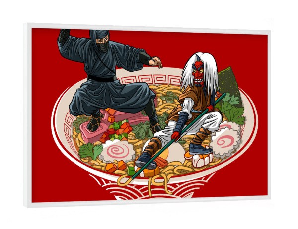 Poster mit weißem Rahmen "Ninjas on Ramen" artboxONE - Städte / Tokio