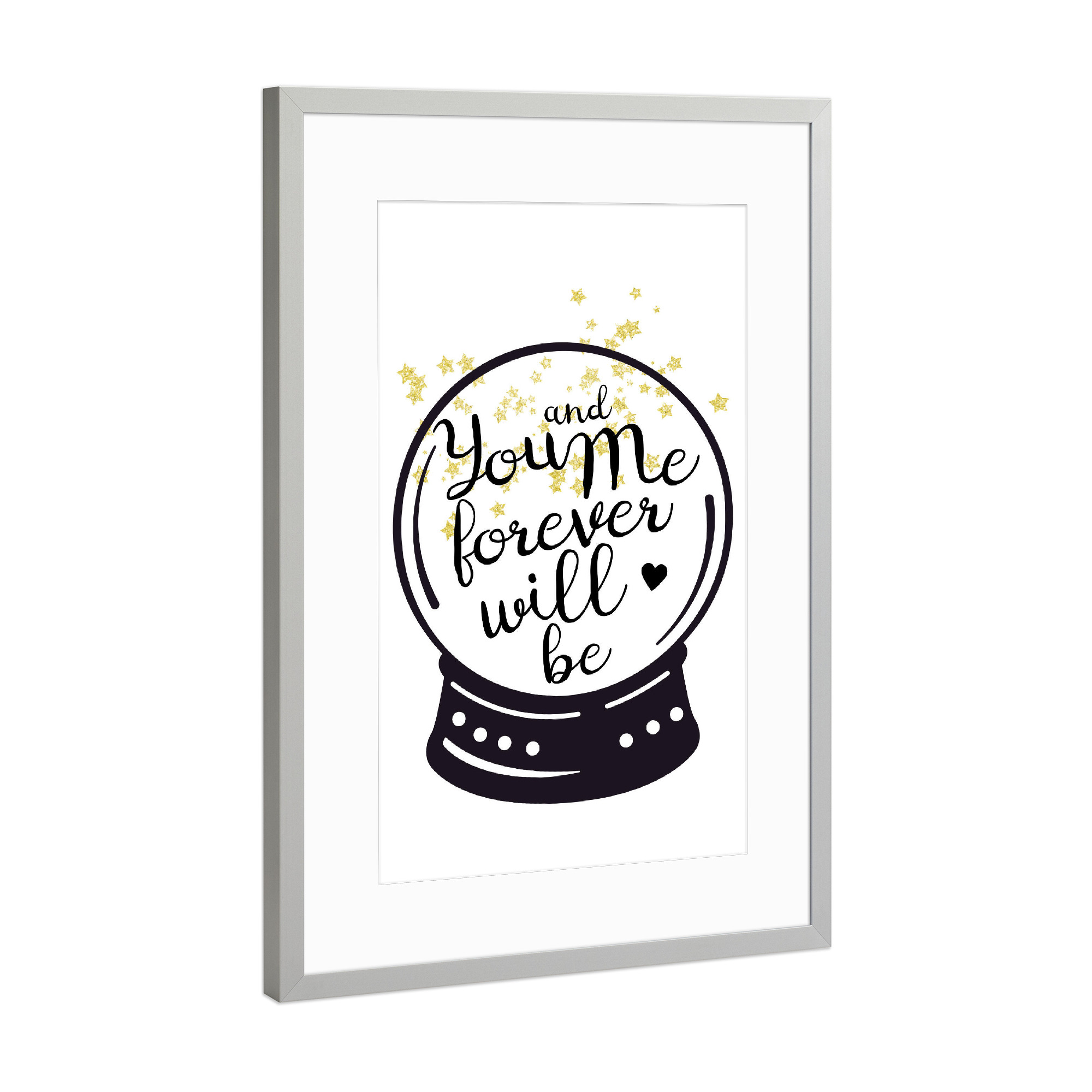 Poster mit Rahmen Silber "You and me forever" artboxONE - Typografie,Schwarzweiß,Liebe