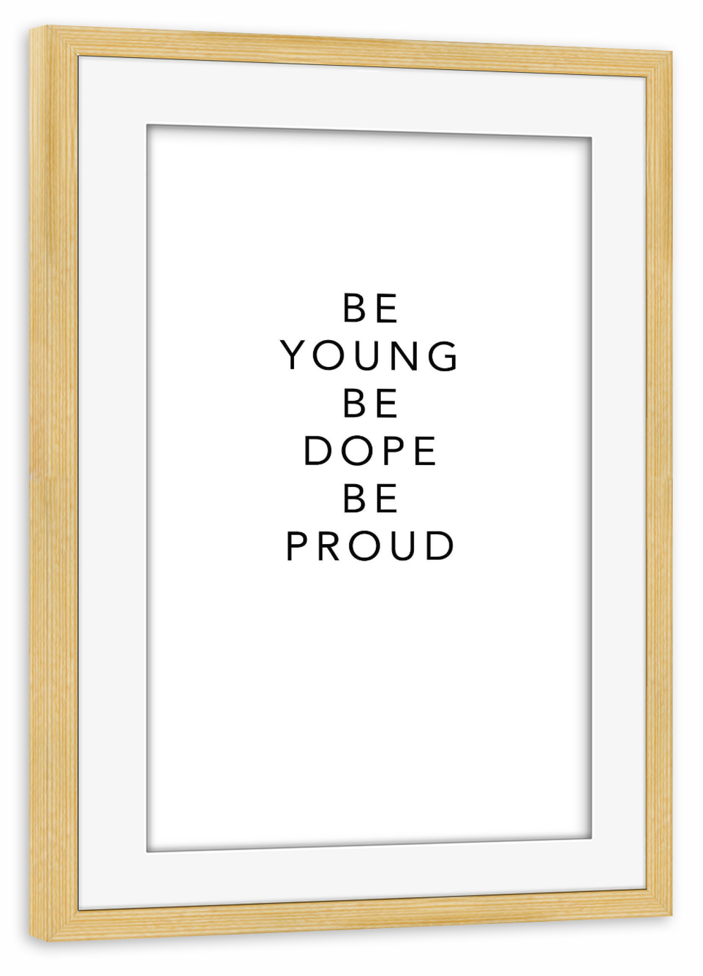Poster mit Rahmen kiefer "YOUNG, DOPE AND PROUD" artboxONE - Typografie,Schwarzweiß,Musik
