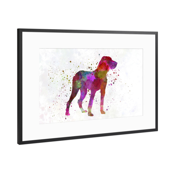 Poster mit Rahmen Schwarz (Metallic) "Pointer Ariège dog in watercolor" artboxONE - Tiere