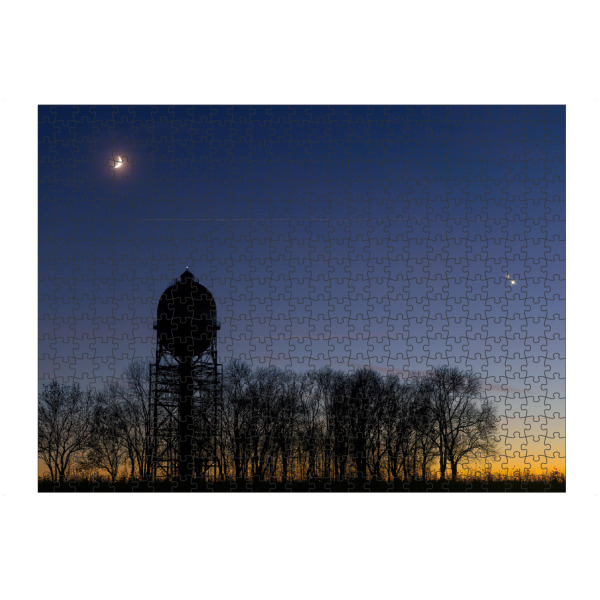 Puzzle Ravensburger "Planetenkonjunktion" artboxONE - Natur,Galaxy - Planetenkonjunktion,Planeten,Mond,Jupiter,Saturn,Nachthimmel,Moon,Natur,Nature