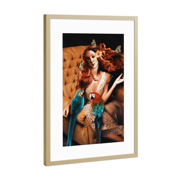 Poster mit Rahmen Gold "Macaws by Tas" artboxONE - Natur,Floral,Tiere