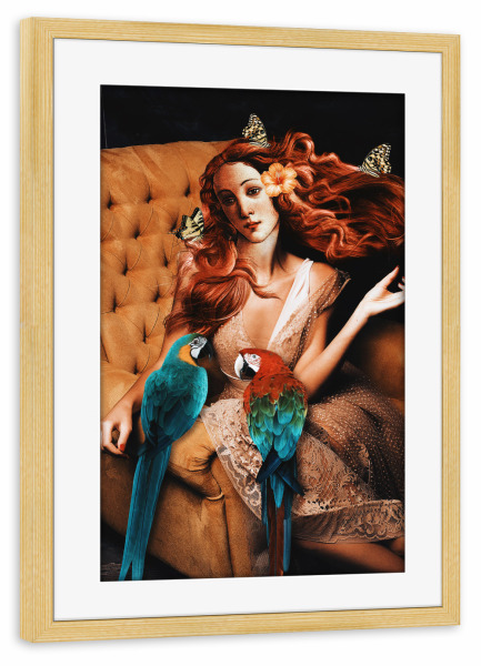 Poster mit Rahmen kiefer "Macaws by Tas" artboxONE - Natur,Floral,Tiere