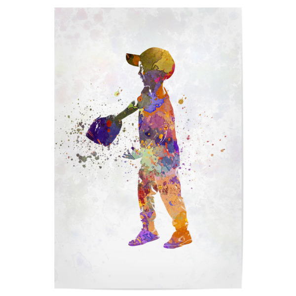 Poster "Watercolor kids baseball" artboxONE - Sport - Sport,Sports,Watercolor,Athlete,Baseball,Child,Bat,Ball,America