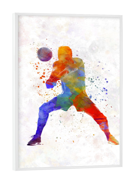 Poster mit weißem Rahmen "Watercolor volleyball player-c" artboxONE - Sport