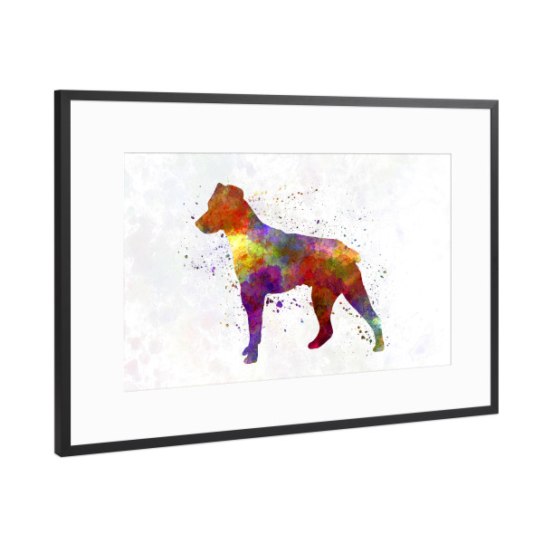 Poster mit Rahmen Schwarz (Metallic) "Brazilian Terrier in watercolor" artboxONE - Tiere,Abstrakt