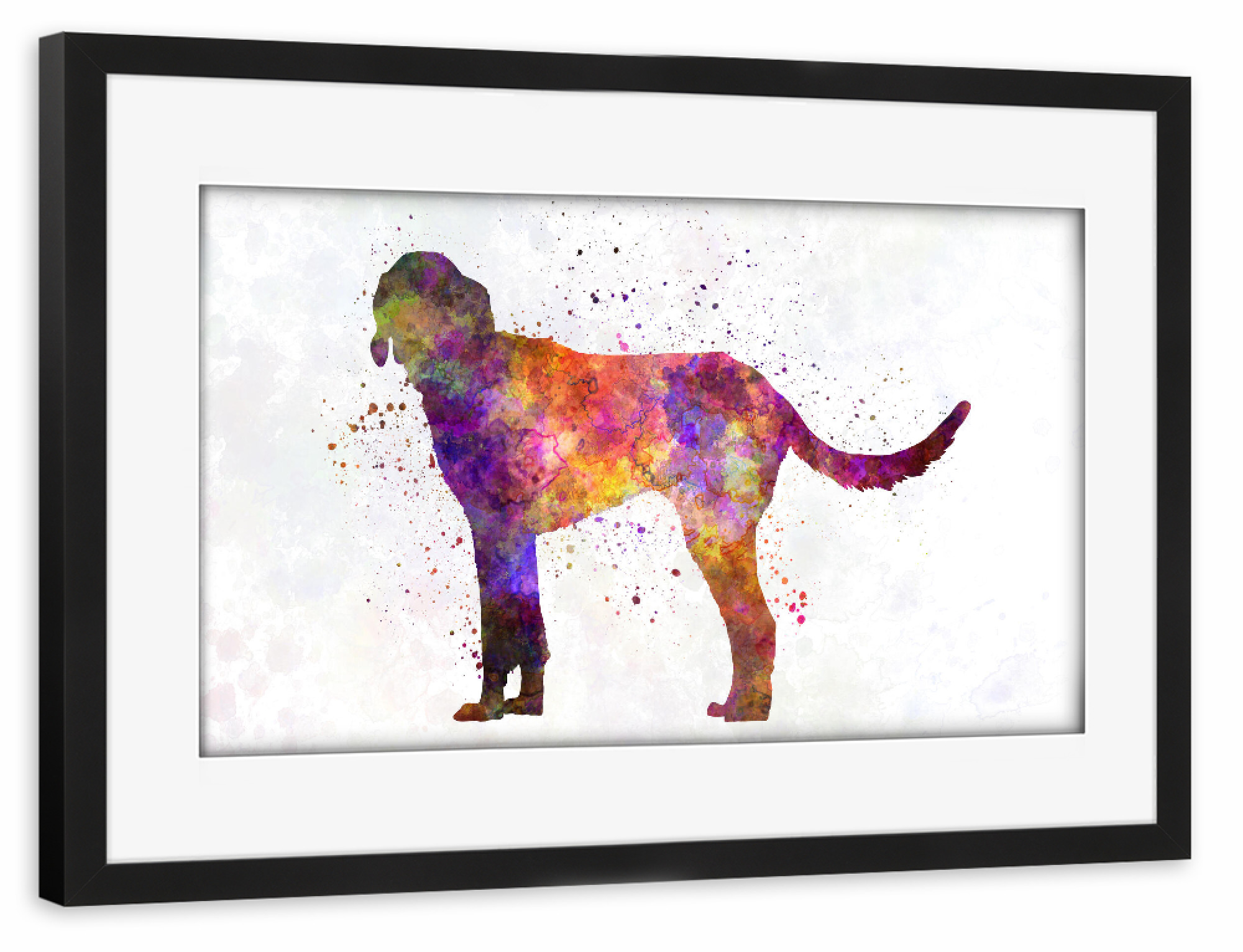 Poster mit Rahmen schwarz "Billy dog in watercolor" artboxONE - Tiere