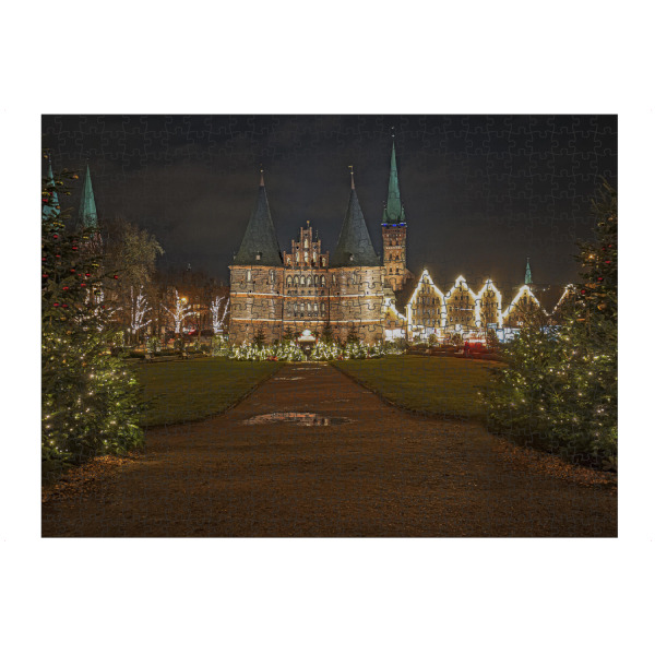 Puzzle Ravensburger "Weihnachten am Holstentor" artboxONE - Städte,Reise,Architektur,Weihnachten