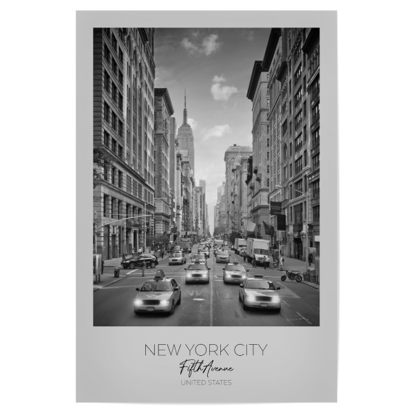 Poster 30x20 cm "Im Fokus: NYC 5th Avenue Verkehr" artboxONE - Städte / New York,Schwarzweiß